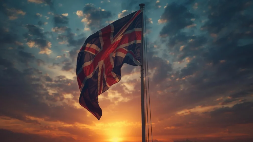 Upside down national flag flying on a flagpole at sunset, symbolizing distress, protest, or emergency and explaining what an upside down flag means.
