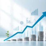 “Visual representation of what does increase mean, showing an upward arrow, rising bar chart, stacked coins, and growing plants symbolizing growth and progress.”