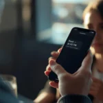 Person holding a smartphone showing a “Read 8:42 PM” message receipt while sitting across from another person, illustrating the meaning of send read receipts in messaging apps.