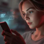 Person using a smartphone with glowing “67” chat bubbles, illustrating the meaning of 67 slang in modern social media conversations