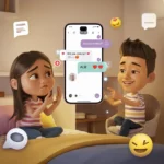 Young person looking confused at a smartphone showing “ALR” in a text message while a friend explains, illustrating the meaning of ALR in texting slang.