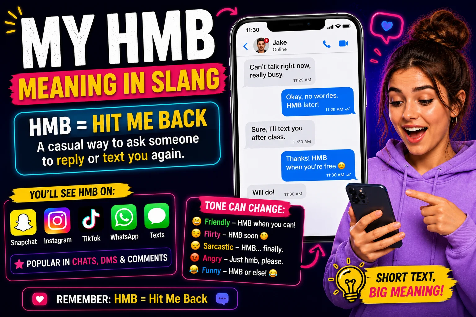 Featured image showing “My HMB Meaning in Slang” with a modern texting-style design, chat bubbles, and expressive characters representing casual online conversation and social media slang.