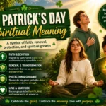 St. Patrick’s Day spiritual meaning image with people, shamrocks, and glowing light symbolizing faith, renewal, protection, and spiritual growth