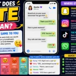 Illustration explaining the meaning of STE in texting and social media, showing a smartphone chat conversation where STE stands for “Same To You,” along with examples of its use on Snapchat, Instagram, TikTok, and WhatsApp, plus common tone variations and reply examples.