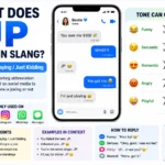 featured image for “What Does JP Mean in Slang?” showing large bold “JP” text with modern chat bubbles, smartphone messaging icons, and a simple social media style background representing texting slang and online conversations.