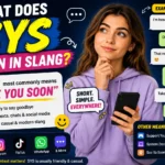 Bright colorful featured image explaining “What Does SYS Mean in Slang?” with large SYS text, a young woman holding a smartphone, chat bubbles showing texting examples, and visual highlights of the meaning “See You Soon” for social media and texting conversations.