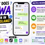 Colorful infographic-style featured image explaining “What Does WWA Mean in Text Slang?” with multiple meanings of WWA including “World Wide Appeal,” “What Was Asked,” and “Who’s With Anyone?” alongside realistic texting chat examples, smartphone mockup, and social media platform icons like TikTok, Snapchat, Instagram, WhatsApp, and Discord.