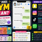 Colorful featured image explaining the meaning of WYM (What You Mean?) in texting and social media. The design shows a smartphone chat conversation using “WYM?”, along with icons for Snapchat, Instagram, TikTok, and WhatsApp. Visual sections highlight WYM’s meaning, common usage, tone variations, reply examples, and related slang terms in a bright, modern infographic style.