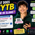 Featured image for a blog post about “What Does WYTB Mean in Slang?” showing a different modern human character looking at text messages on a smartphone with confused and curious expressions. The image highlights the slang term “WYTB” and its common meanings in texting, Snapchat, TikTok, Instagram, and online chat conversations with a clean, colorful social media style design.