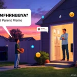 GYAITMFHRNBIBYA meaning featured image showing a surprised teenager outside at sunset looking toward a house while a strict-looking parent stands in the doorway. The image represents the viral TikTok parenting meme acronym GYAITMFHRNBIBYA, often used as nostalgic internet slang referencing strict childhood rules and humorous generational parenting memories.