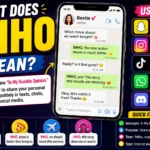 "IMHO meaning explained in text messages with chat bubbles showing 'In My Humble Opinion' and examples for Snapchat, TikTok, Instagram, WhatsApp, and online conversations."