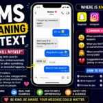 Featured image explaining KMS meaning in text messages and social media. The infographic shows a smartphone chat example, the definition of KMS as an internet slang abbreviation, common usage on Snapchat, Instagram, TikTok, and WhatsApp, guidance on appropriate responses, and a reminder that context matters when interpreting the term.
