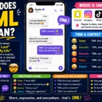 Featured infographic explaining what OML means in text and social media. The image defines OML as "Oh My Lord" or "Oh My Life" and shows a smartphone chat, social media platforms like Snapchat, Instagram, TikTok, WhatsApp, and Messenger, along with tone variations, examples, and quick facts about internet slang.
