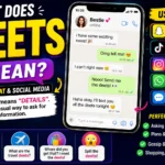 "Featured image explaining the deets meaning in text, showing that 'deets' means 'details' with examples of its use on Snapchat, TikTok, Instagram, WhatsApp, and everyday chat conversations."