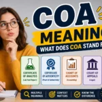 "Featured image for 'COA Meaning' showing a thoughtful young woman with the keyword 'COA Meaning' and its common definitions: Certificate of Analysis, Certificate of Authenticity, Chart of Accounts, Court of Appeals, and other context-based meanings."