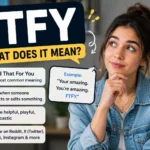 Featured image illustrating the FTFY meaning with a smiling young man pointing at a corrected message beside the keyword "FTFY" and its meaning "Fixed That For You" in a clean, modern internet slang design.