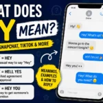 "What does HY mean? Featured image explaining HY meaning in text messages, Snapchat, TikTok, Instagram, and WhatsApp, including Hey, Hell Yes, and Hey You with real chat examples."