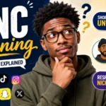 Featured image for “What Does UNC Mean Slang?” showing a friendly middle-aged man in casual clothing holding a smartphone while smiling confidently. Around him are social media icons, chat bubbles, and visual symbols representing the slang term “UNC,” including a mentor figure, friendship elements, and humorous age-related references.